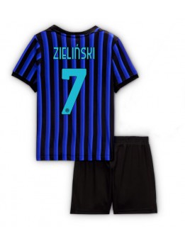 Billige Inter Milan Piotr Zielinski #7 Hjemmedraktsett Barn 2025-26 Kortermet (+ Korte bukser)